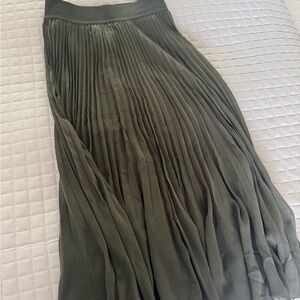 Aritzia Green Maxi Pleated Skirt for Work